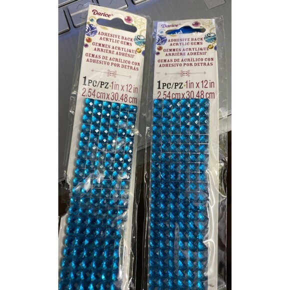 Darice SAPPHIRE Adhesive Acrylic Gems 1 X 12" Embellishments NEW GEMZ04 Lot of 2 - Picture 1 of 8